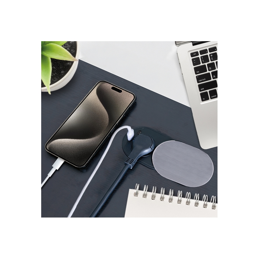 Įmontuojamas lizdas 1Z + USB A+C