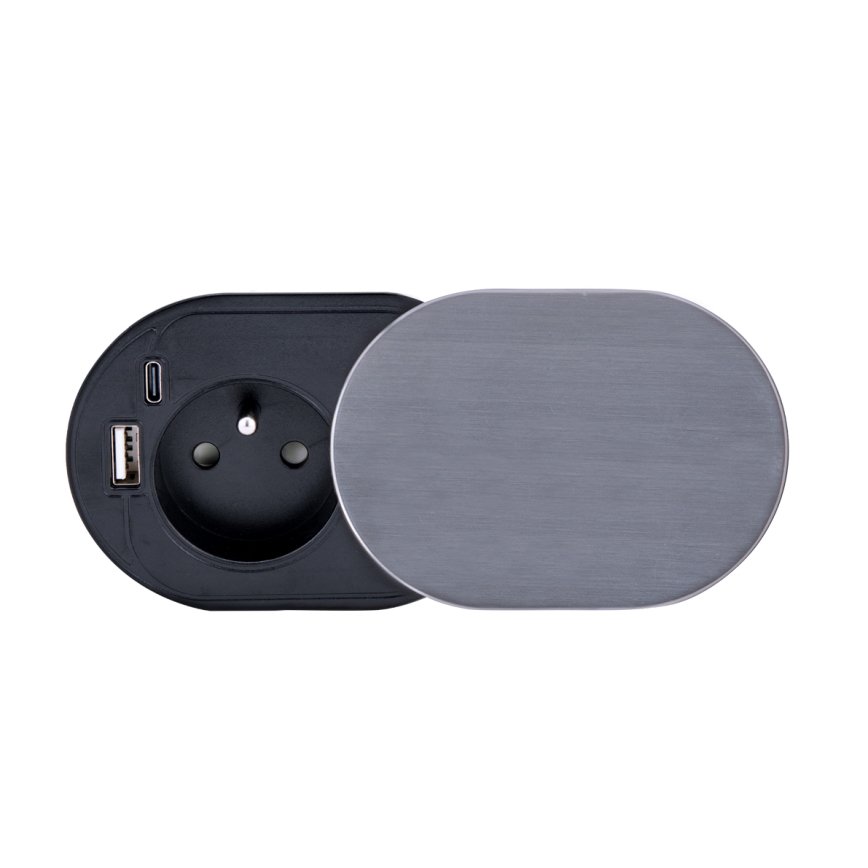 Įmontuojamas lizdas 1Z + USB A+C