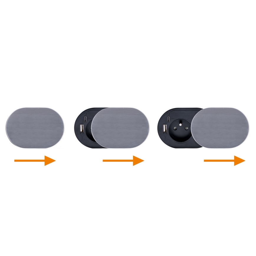 Įmontuojamas lizdas 1Z + USB A+C