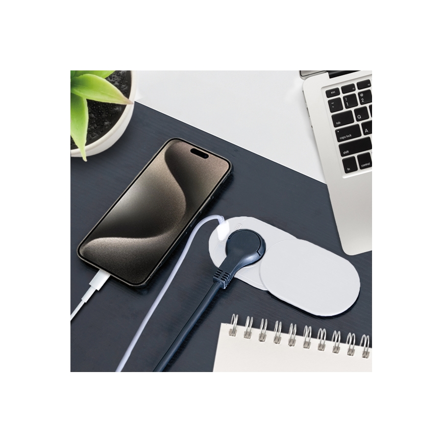 Įmontuojama rozetė 20 W, 1 lizdas + USB A+C, balta