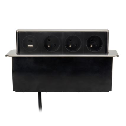 Maitinimo stulpelis stalviršiui 3x230V + USB-A + USB-C