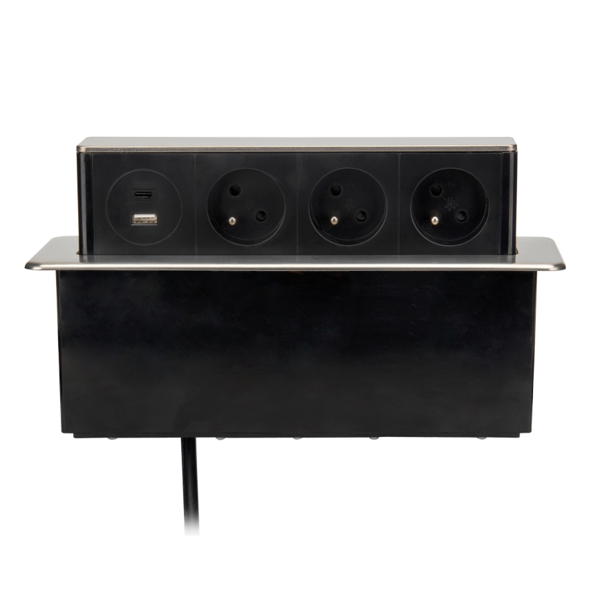 Maitinimo stulpelis stalviršiui 3x230V + USB-A + USB-C