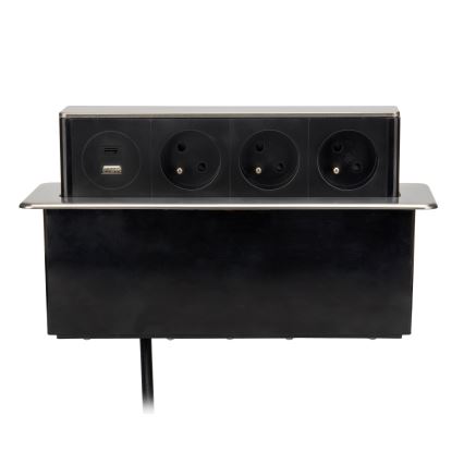 Lizdo stulpelis stalviršiui 3x230V + USB-A + USB-C
