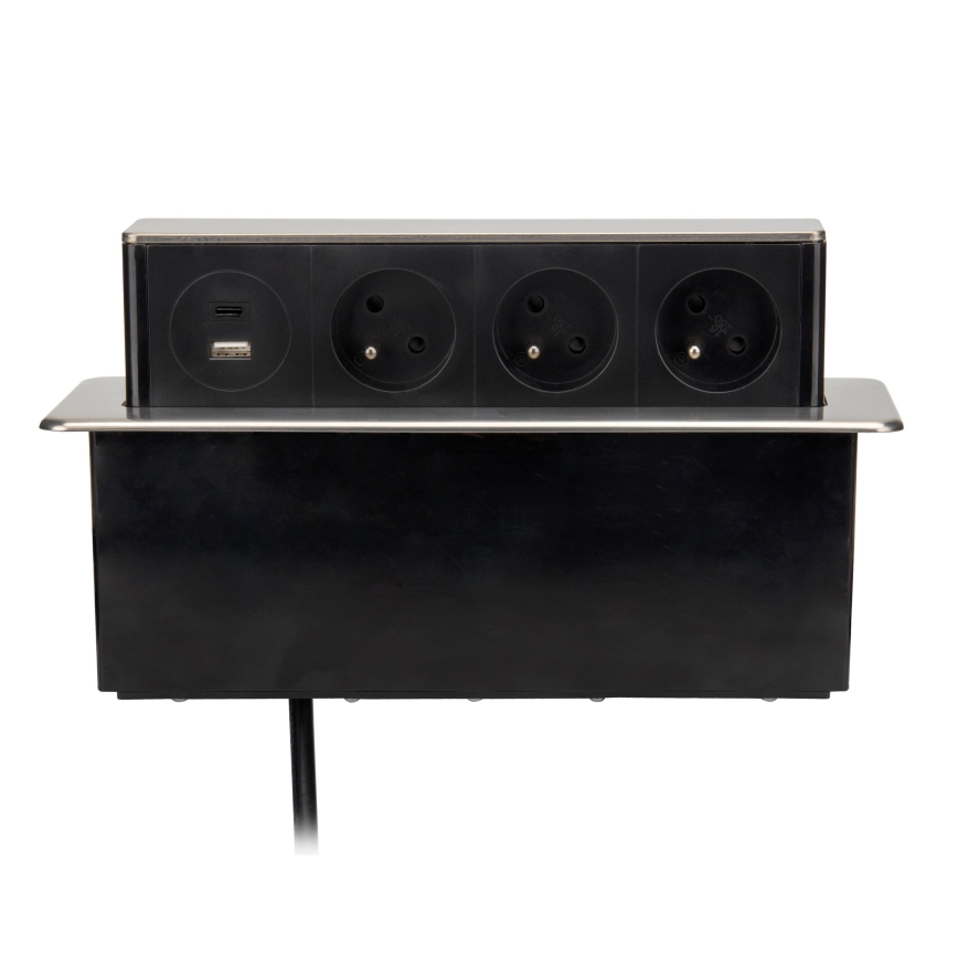 Lizdo stulpelis stalviršiui 3x230V + USB-A + USB-C