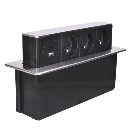 Lizdo stulpelis stalviršiui 3x230V + USB-A + USB-C