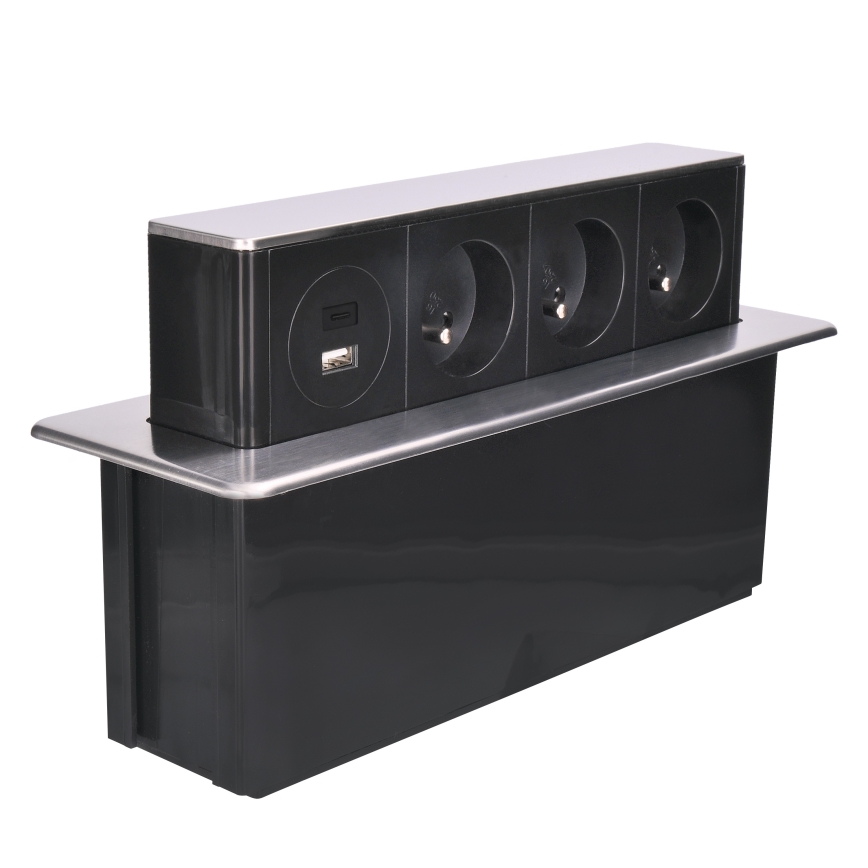 Lizdo stulpelis stalviršiui 3x230V + USB-A + USB-C