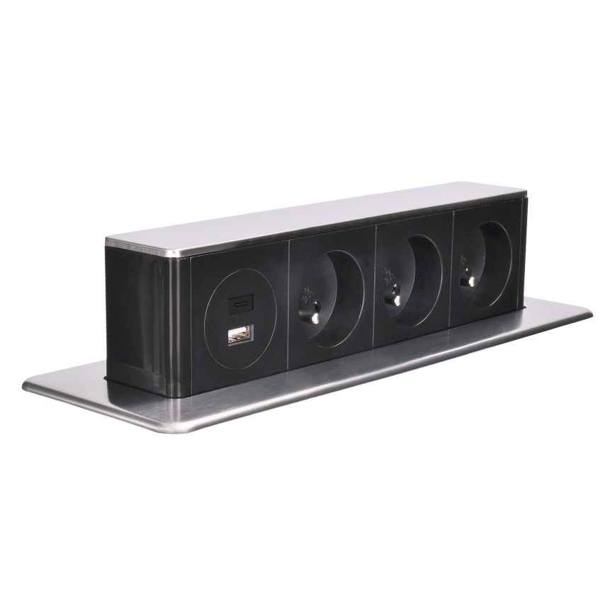 Lizdo stulpelis stalviršiui 3x230V + USB-A + USB-C