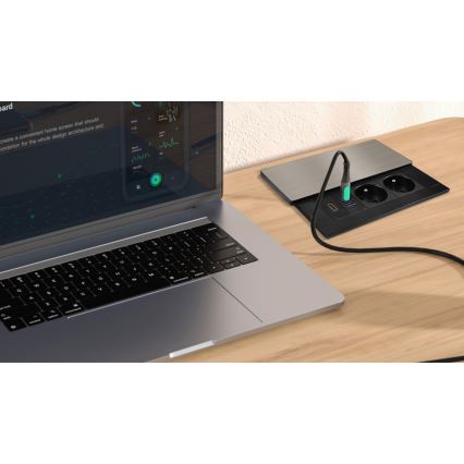 Įmontuojama rozetė 20 W, 2 lizdai + USB-A + USB-C + HDMI