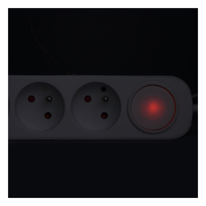 5 lizdų prailgintuvas su jungikliu ir USB A/C įkrovimu, 3 m