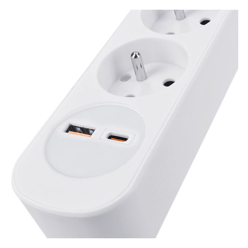 5 lizdų prailgintuvas su jungikliu ir USB A/C įkrovimu, 3 m