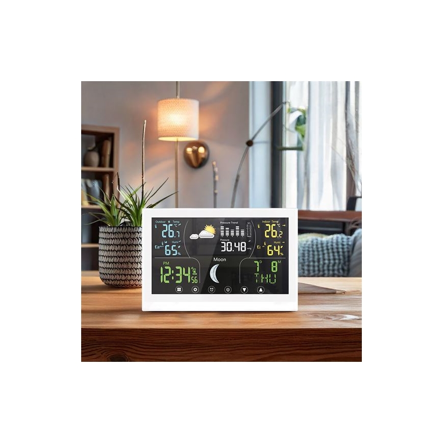 Meteorologinė stotelė su spalvotu ekranu 5V/2xAAA balta