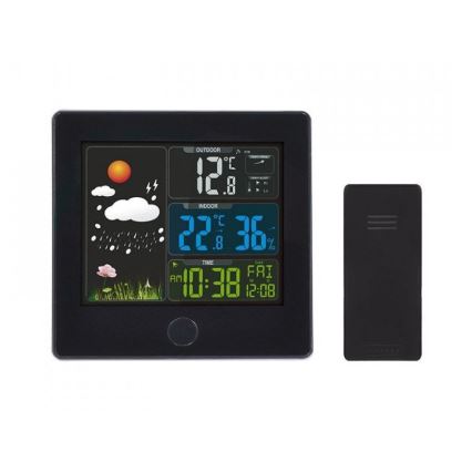 Meteorologinė stotis su LCD ekranu 230V juoda