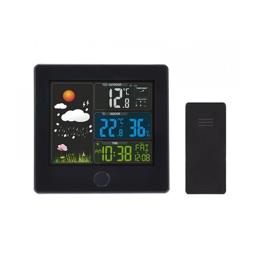 Meteorologinė stotis su LCD ekranu 230V juoda