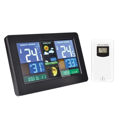 Orų stotis su LCD ekranu USB 5V/2xAAA + 2xAAA įkrovimas juoda