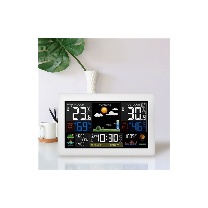 Meteorologinė stotelė su spalvotu LCD ekranu 5V/2xAA + 2xAA