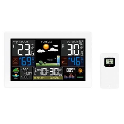 Meteorologinė stotelė su spalvotu LCD ekranu 5V/2xAA + 2xAA