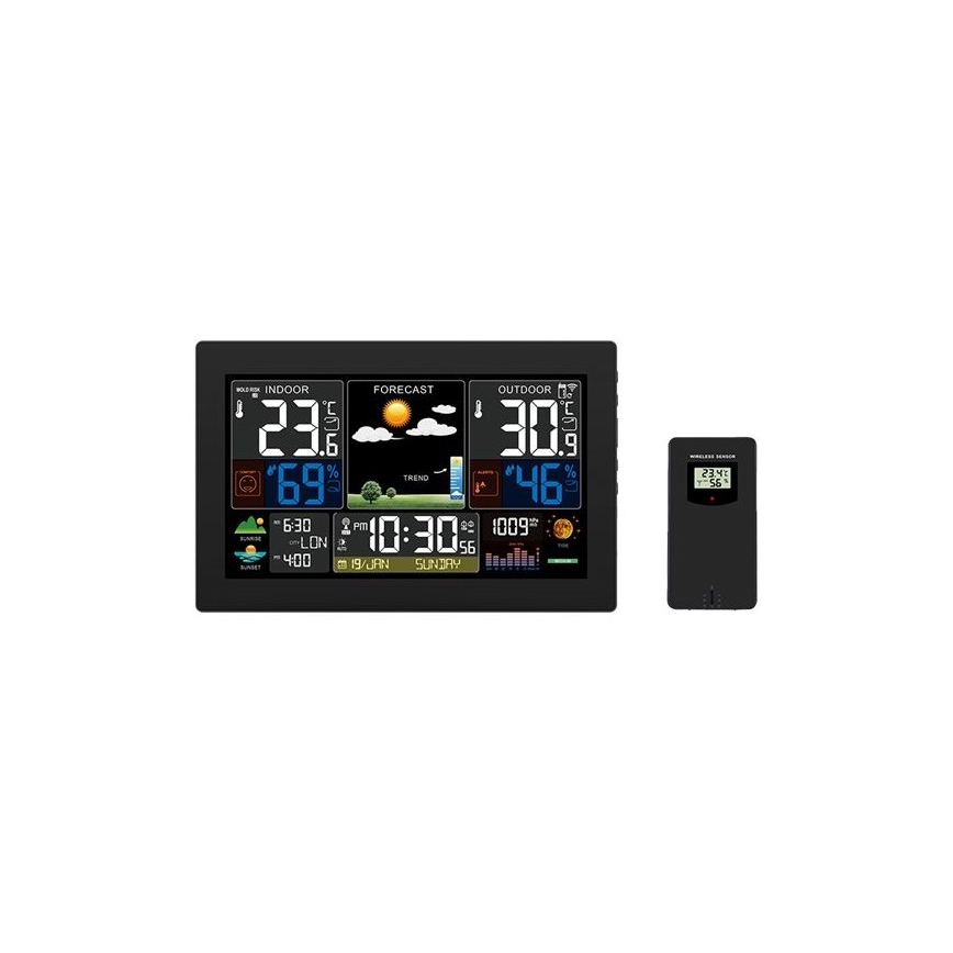 Orų stotis su spalvotu LCD ekranu 230V/2xAA + 2xAA