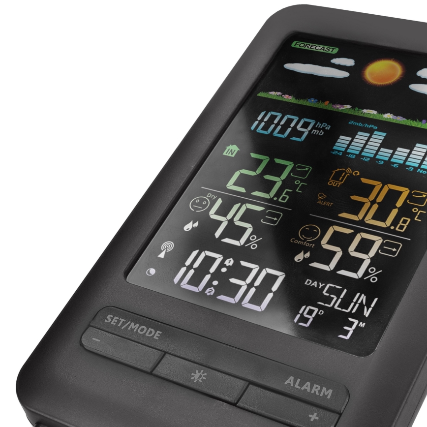 Orų stotis su LCD ekranu 2xAA juoda