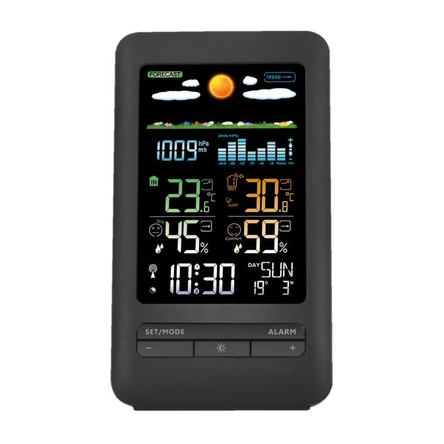 Orų stotis su LCD ekranu 2xAA juoda