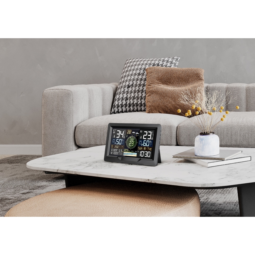 Profesionali meteostotėlė su spalvotu LCD ekranu 5V/2xAA + 3xAA + 2xAA Wi-Fi Tuya