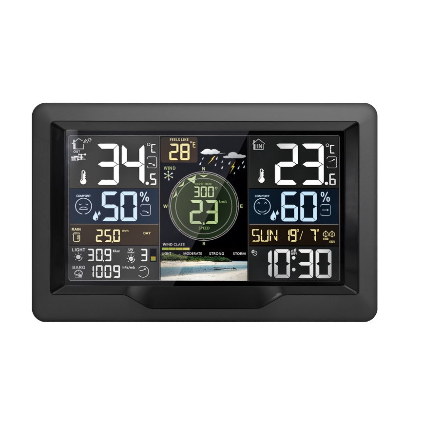 Profesionali meteostotėlė su spalvotu LCD ekranu 5V/2xAA + 3xAA + 2xAA Wi-Fi Tuya