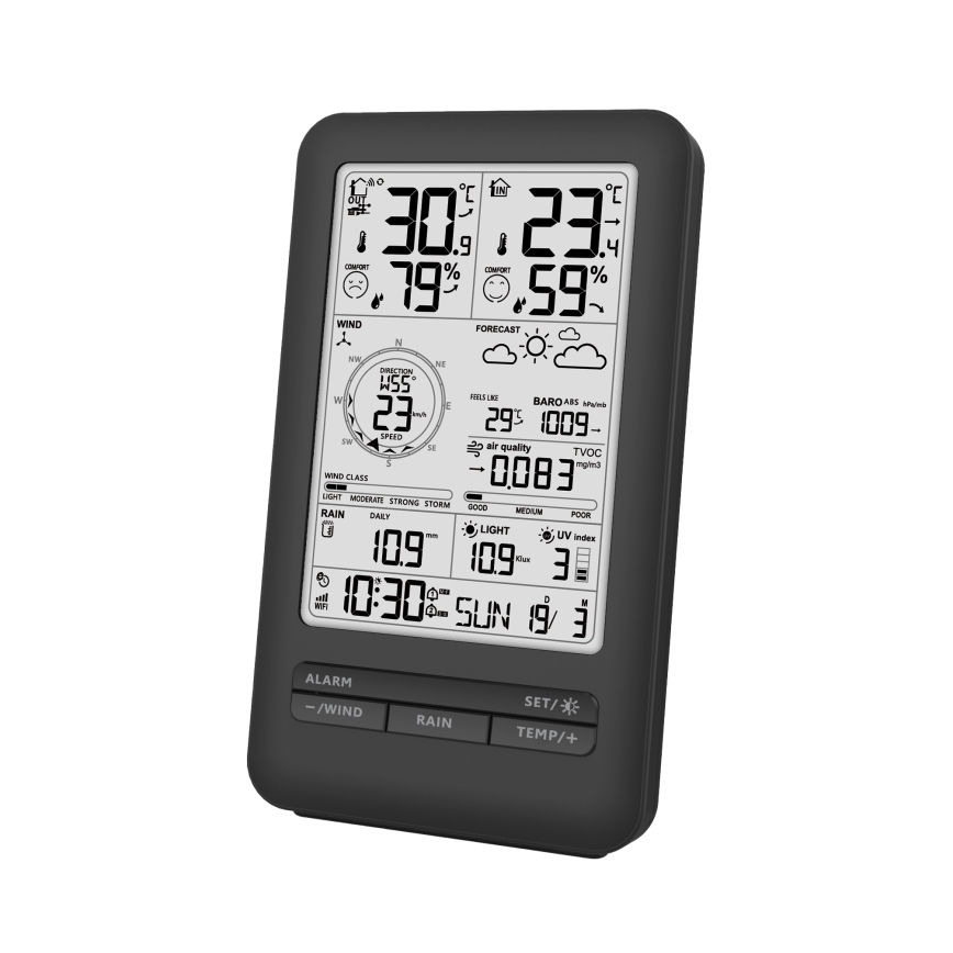 Profesionali meteorologinė stotis su LCD ekranu 2xAA Wi-Fi Tuya