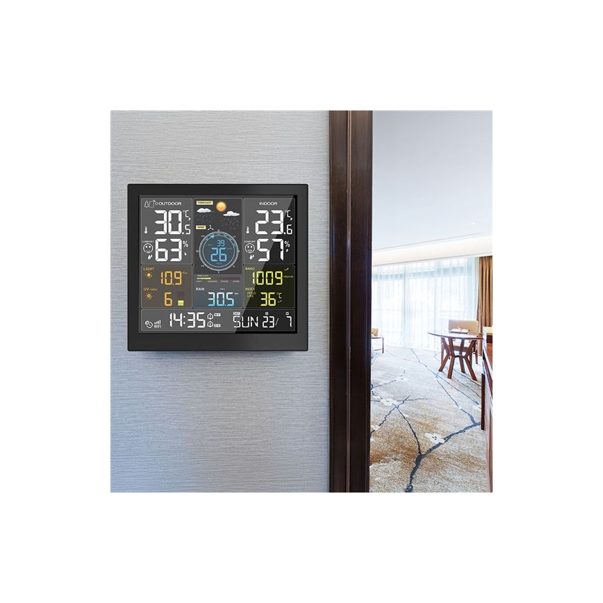 Profesionali meteorologinė stotelė su LCD ekranu 5V/2xAA + 3xAAA Wi-Fi