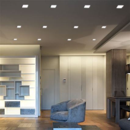 LED įleidžiamas lubų šviestuvas, 12 W, 230 V, 3000/4000/6000 K, 17x17 cm, baltas