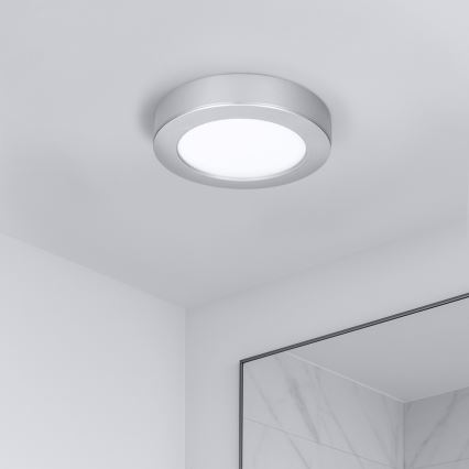 LED paviršinis/įleidžiamas 2in1 panelis LED/12W/230V 3000/4000/6000K skersmuo 17 cm IP54 sidabrinis