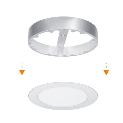 LED paviršinis/įleidžiamas 2in1 panelis LED/12W/230V 3000/4000/6000K skersmuo 17 cm IP54 sidabrinis