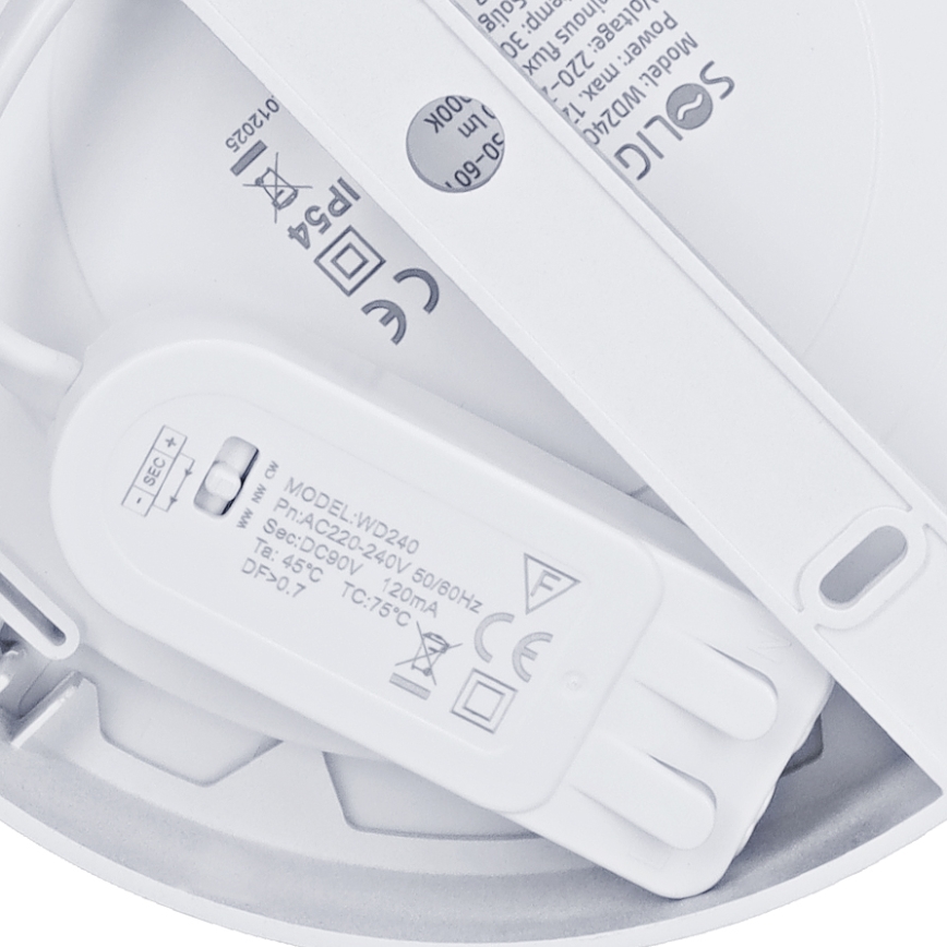 LED paviršinis/įleidžiamas 2in1 panelis LED/12W/230V 3000/4000/6000K skersmuo 17 cm IP54 sidabrinis