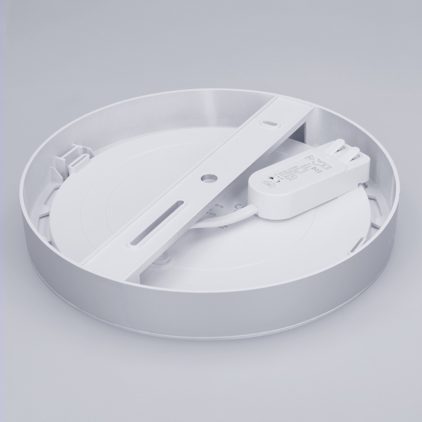 LED paviršinė/įleidžiama 2in1 panelė 18W/230V 3000/4000/6000K skersmuo 22,5 cm IP54 sidabrinė