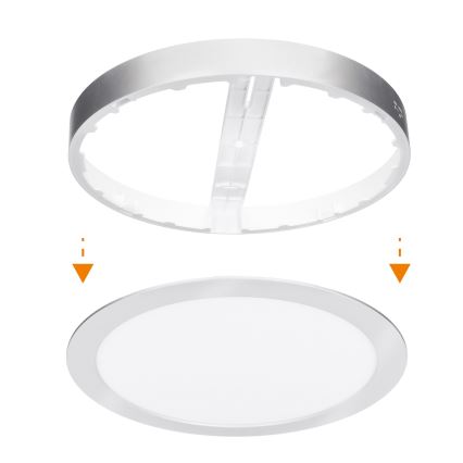 LED paviršinis/įleidžiamas 2 viename panelė, 24 W/230 V, 3000/4000/6000 K, skersmuo 30 cm, IP54, sidabrinė