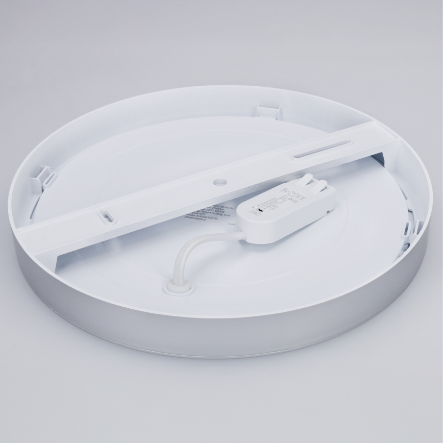 LED paviršinis/įleidžiamas 2 viename panelė, 24 W/230 V, 3000/4000/6000 K, skersmuo 30 cm, IP54, sidabrinė