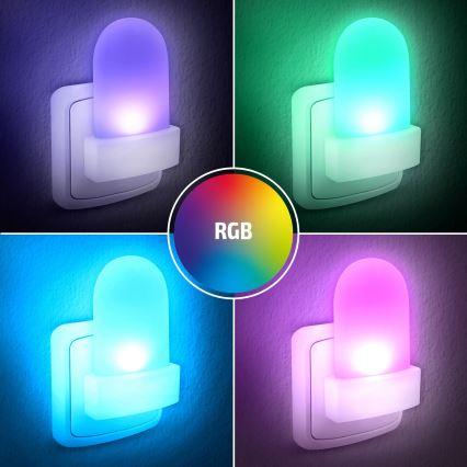 LED RGB Orientacinis lizdinis šviestuvas su prieblandos jutikliu LED/0,5W/230V