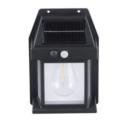 LED saulės žibintas su jutikliu ir reguliuojamu ryškumu, 3,7 V, IP44, 1200 mAh