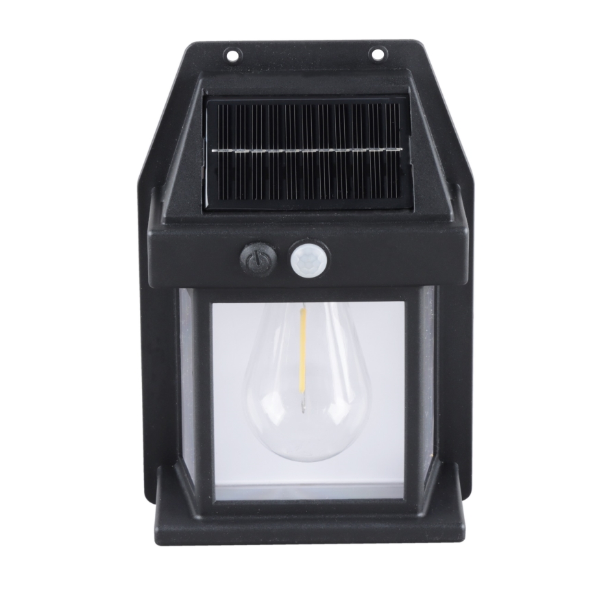 LED saulės žibintas su jutikliu ir reguliuojamu ryškumu, 3,7 V, IP44, 1200 mAh