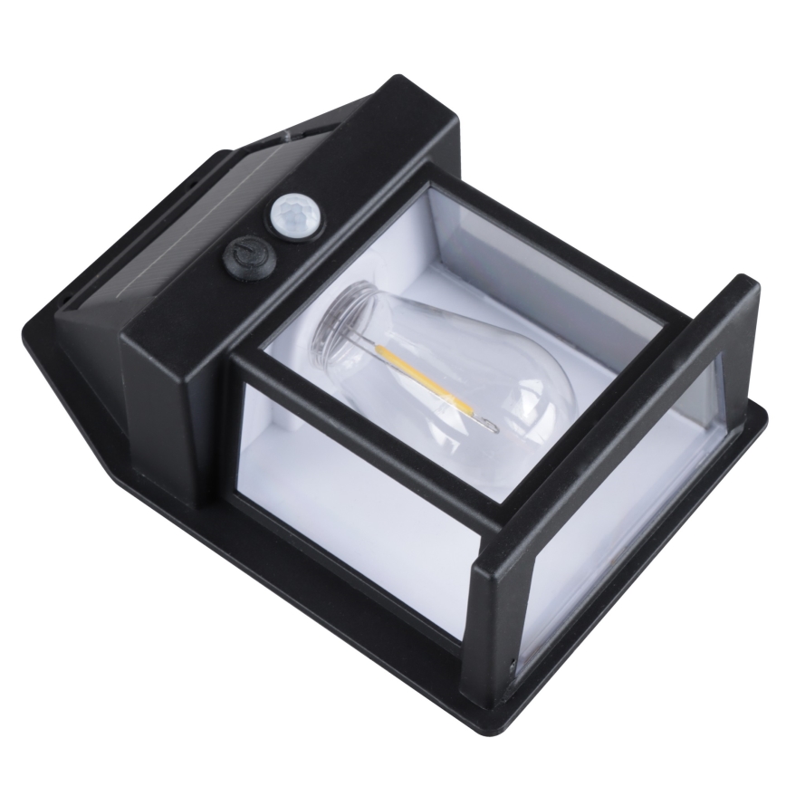 LED saulės žibintas su jutikliu ir reguliuojamu ryškumu, 3,7 V, IP44, 1200 mAh