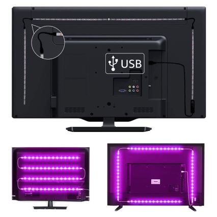 LED RGB Pritemdoma juostelė televizoriui LED/6W/5V Wi-Fi Tuya + nuotolinio valdymo pultas