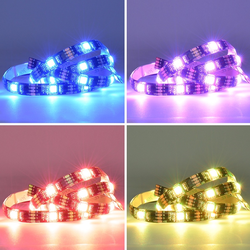 LED RGB reguliuojama juosta televizoriui LED/6W/5V Wi-Fi Tuya + nuotolinio valdymo pultas 0,5m