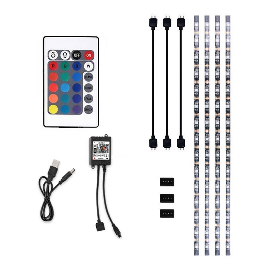 LED RGB reguliuojama juosta televizoriui LED/6W/5V Wi-Fi Tuya + nuotolinio valdymo pultas 0,5m