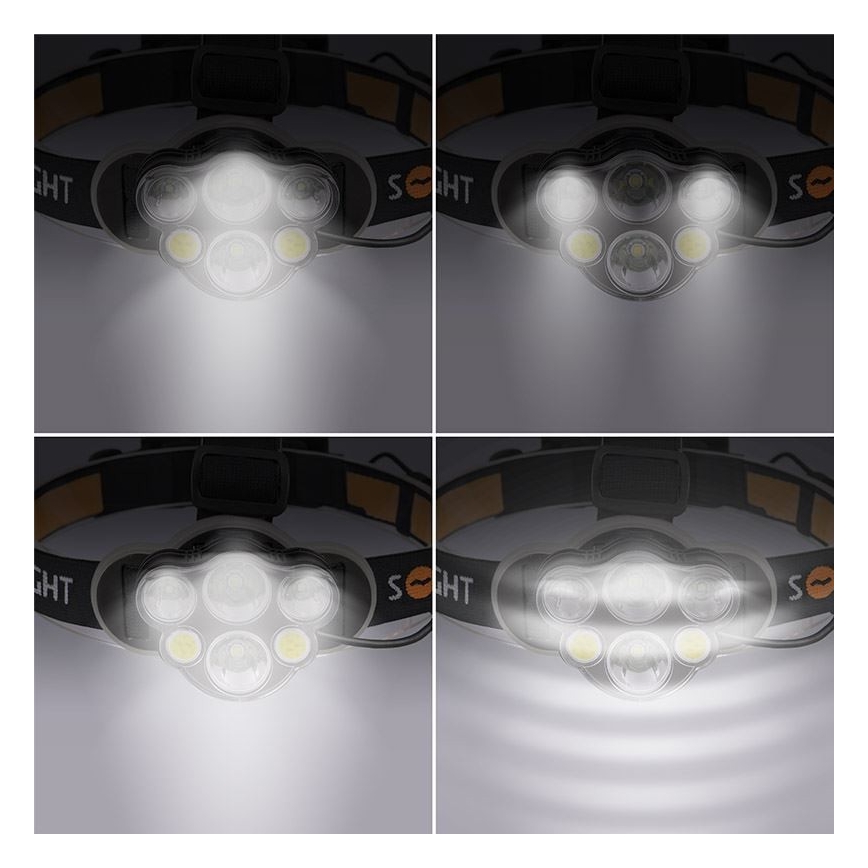 LED pakraunamas žibintuvėlis ant galvos LED/USB IP44
