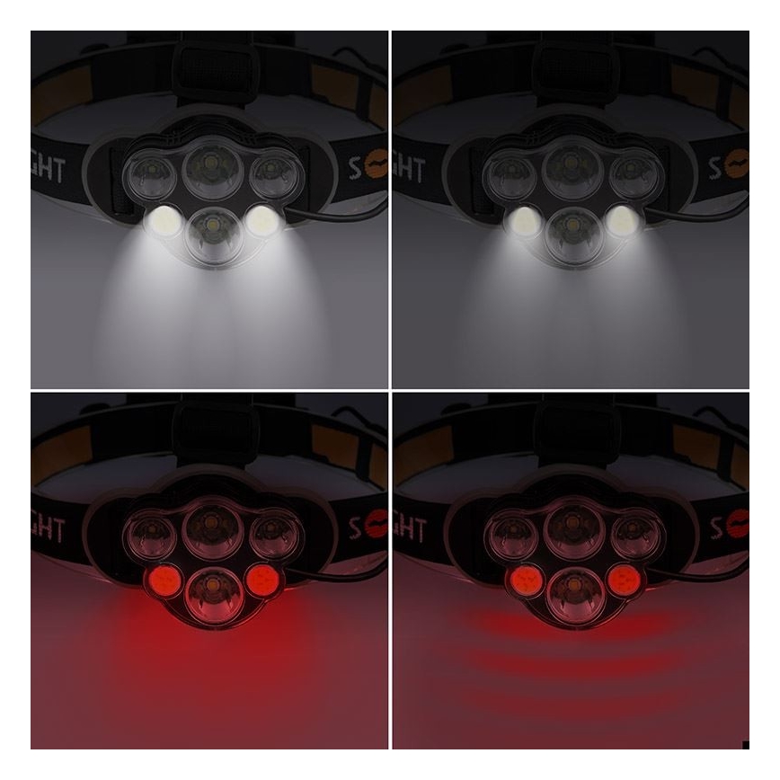 LED pakraunamas žibintuvėlis ant galvos LED/USB IP44