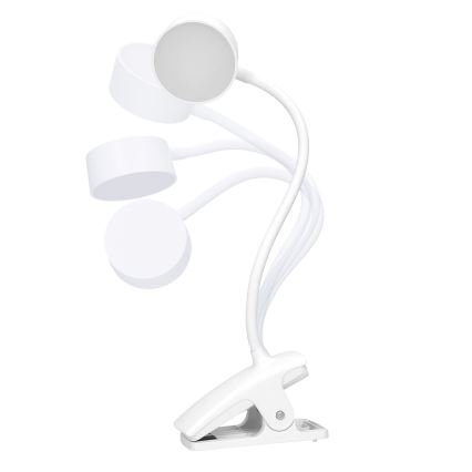 LED pritemdoma lanksti įkraunama stalinė lempa su segtuku LED/2W/1800 mAh 3000/4000/6500K balta