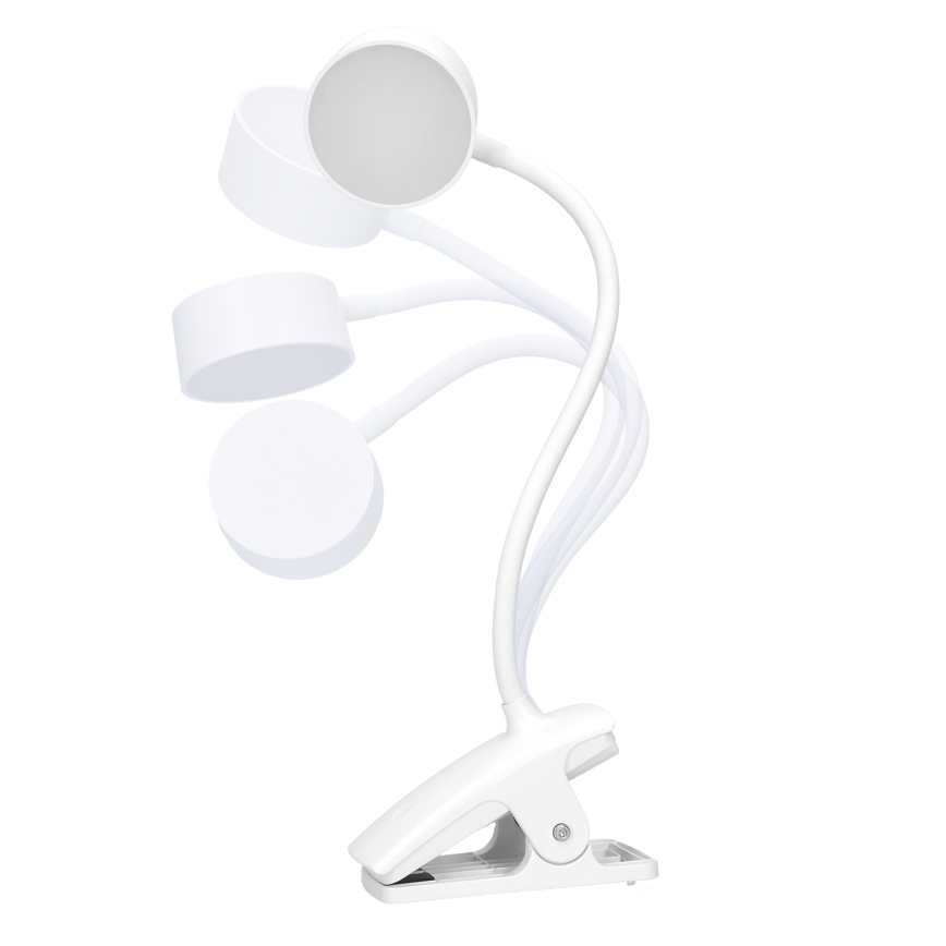 LED pritemdoma lanksti įkraunama stalinė lempa su segtuku LED/2W/1800 mAh 3000/4000/6500K balta