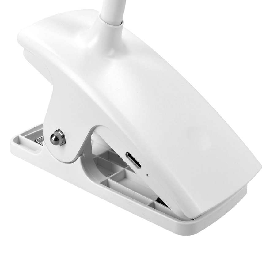 LED pritemdoma lanksti įkraunama stalinė lempa su segtuku LED/2W/1800 mAh 3000/4000/6500K balta