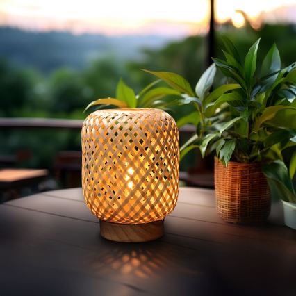 LED Dekoratyvinė stalinė lempa BOHO LED/2xAAA rotangas