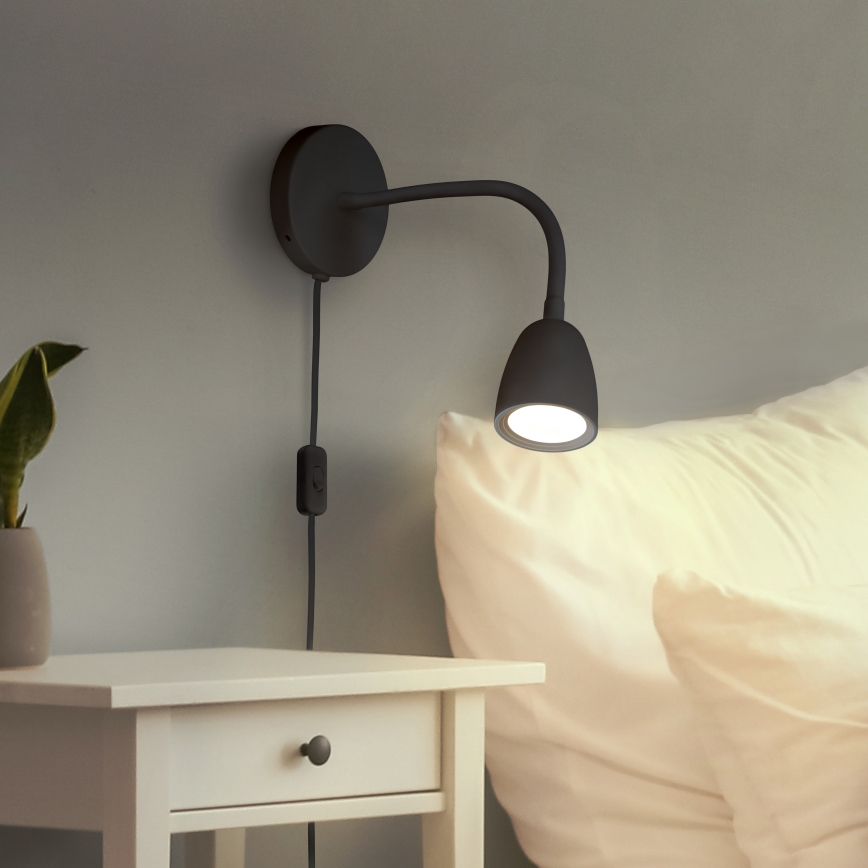 LED Pritemdoma maža sieninė lempa LED/4W/230V juoda
