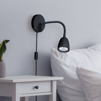 LED Pritemdoma maža sieninė lempa LED/4W/230V juoda