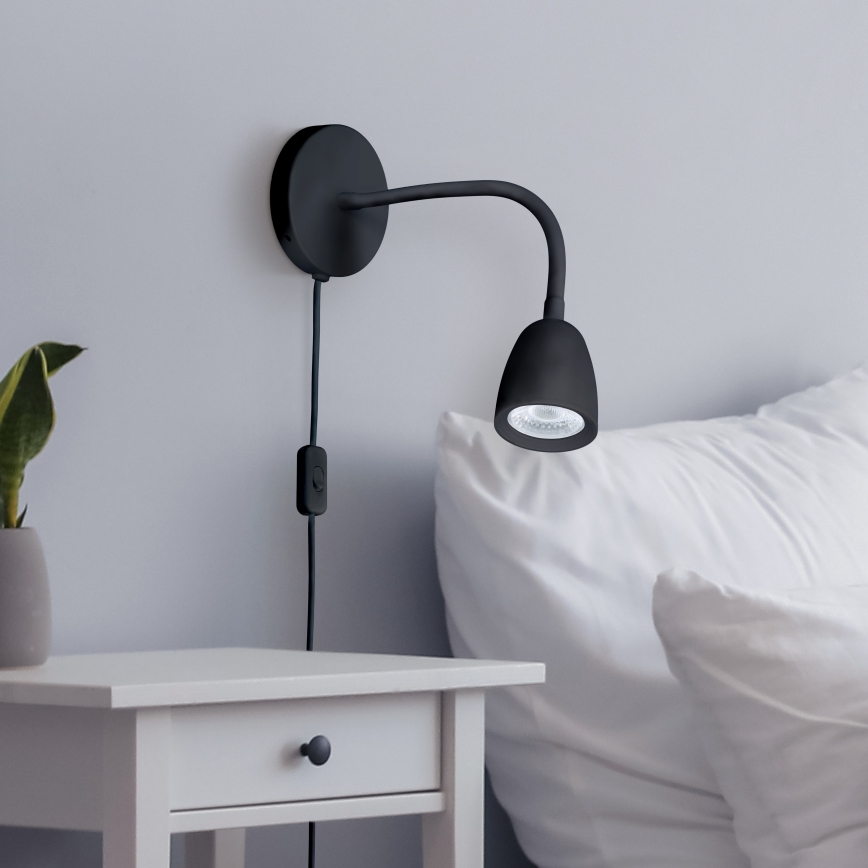 LED Pritemdoma maža sieninė lempa LED/4W/230V juoda